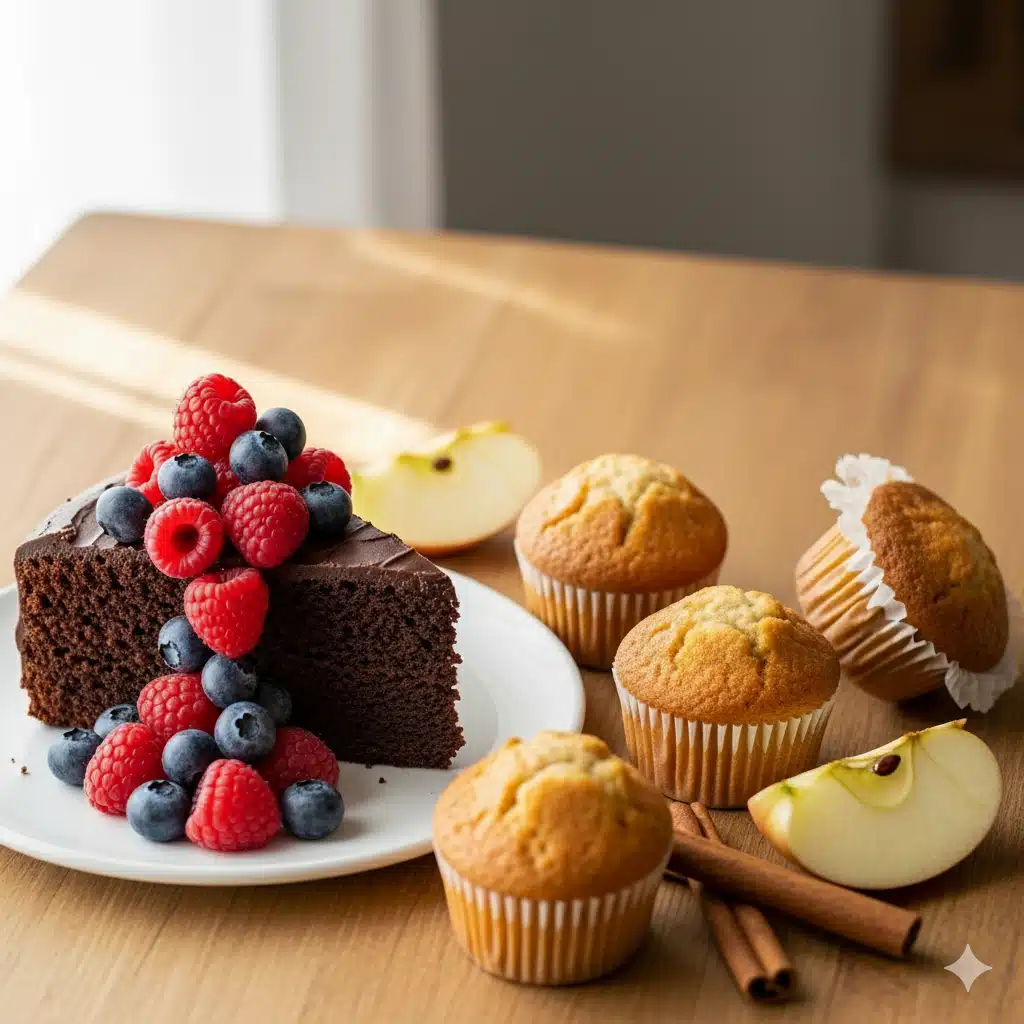 Gâteaux sans sucre sur une table en bois
