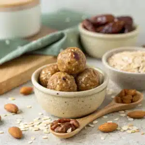 Bol de petites energy balls aux dattes et avoine | Snack healthy rapide et naturel