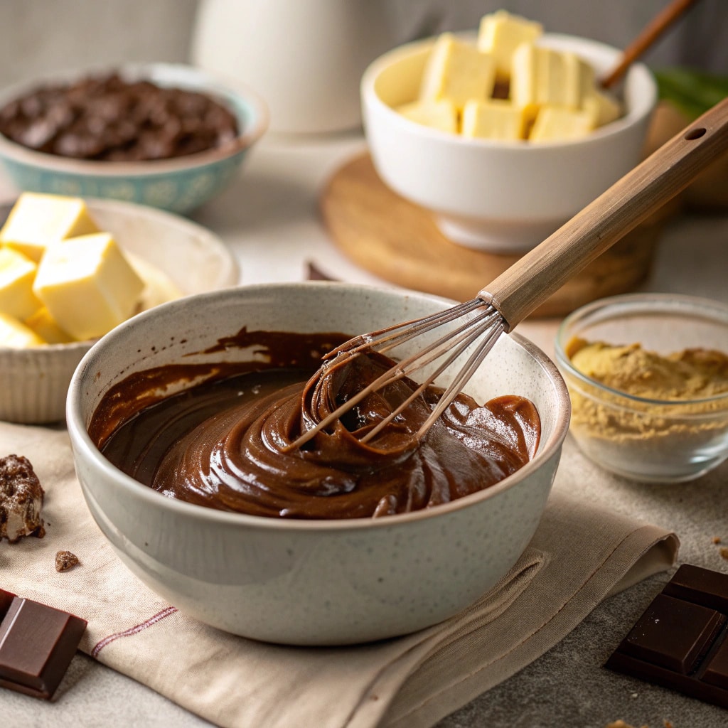pâte fondant au chocolat rapide versée dans le moule