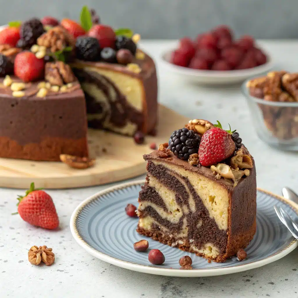 Gâteau marbré au chocolat maison, recette healthy gourmande et antioxydante pour goûters familiaux"