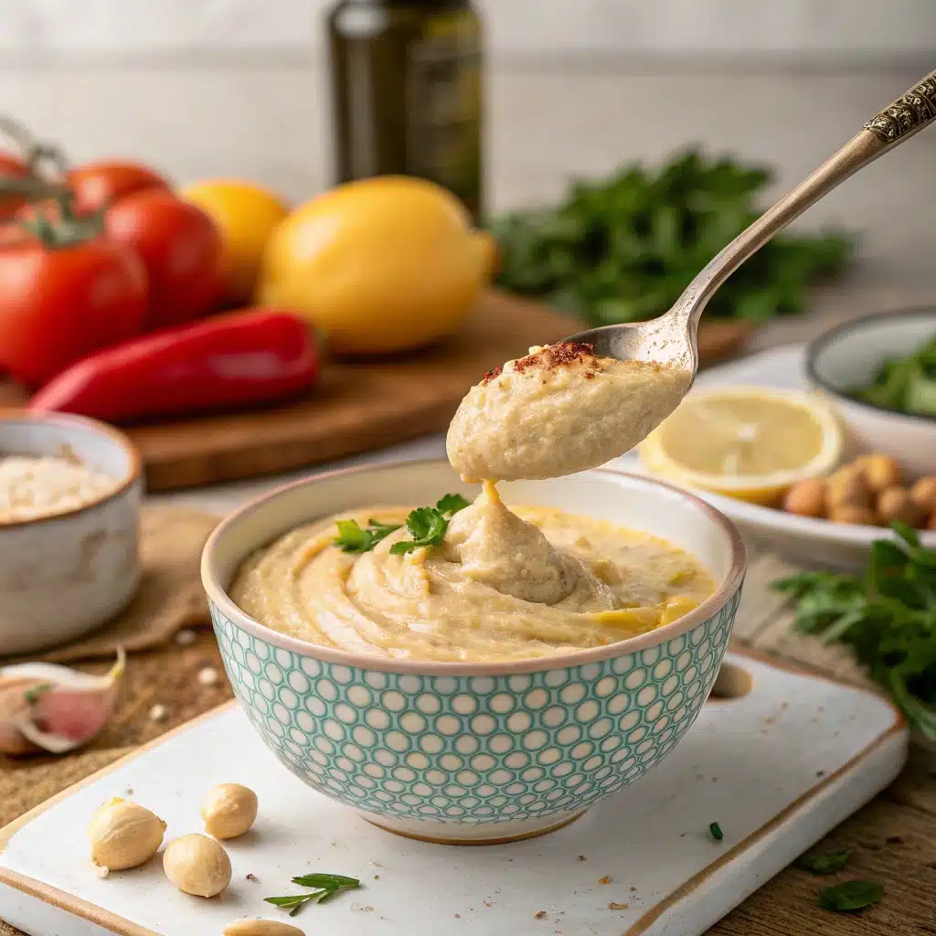 Texture parfaite du houmous libanais maison – astuce crème infaillible »
