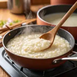 Cuisson lente du rice porridge jook pour obtenir une texture crémeuse