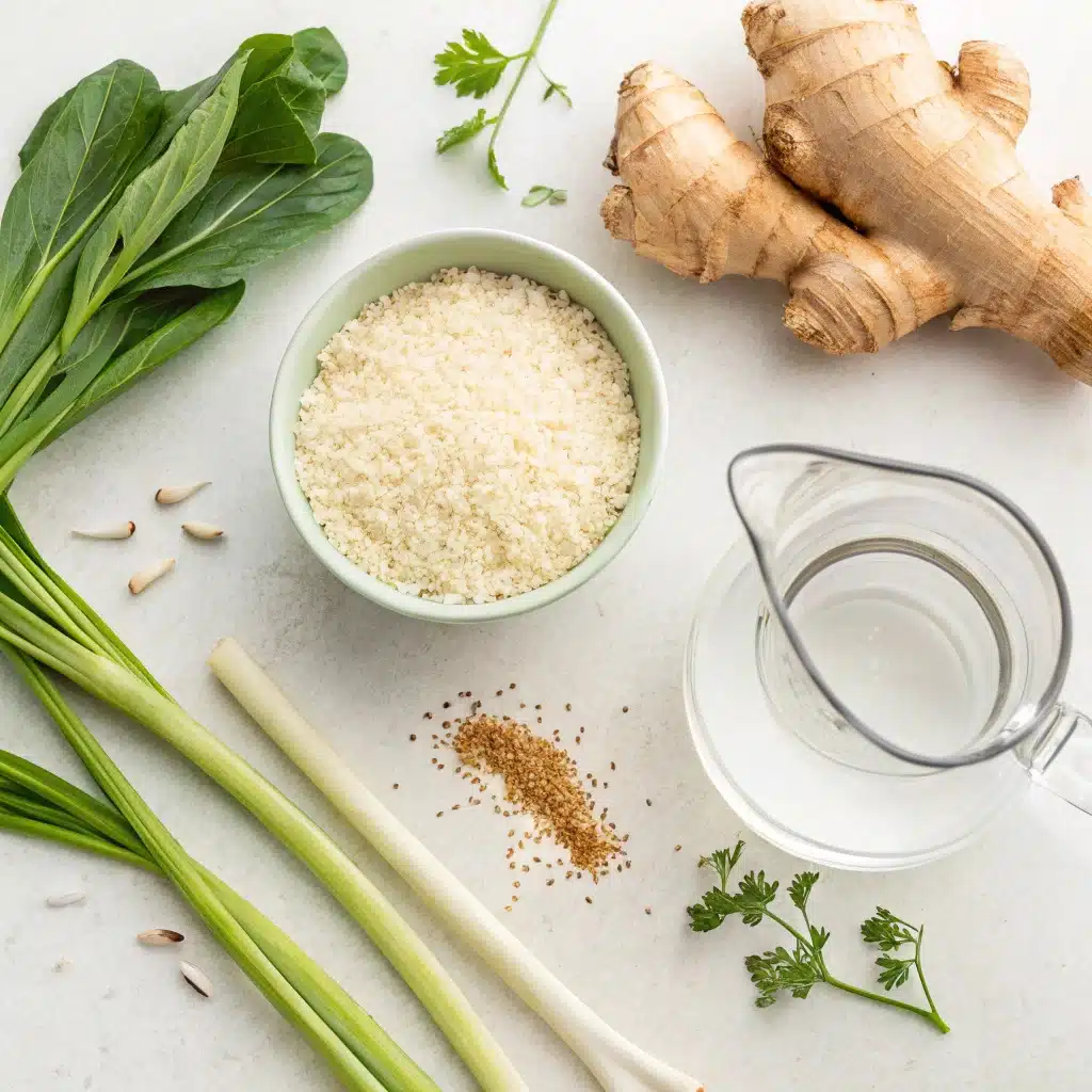 Ingrédients simples pour préparer un rice porridge jook maison