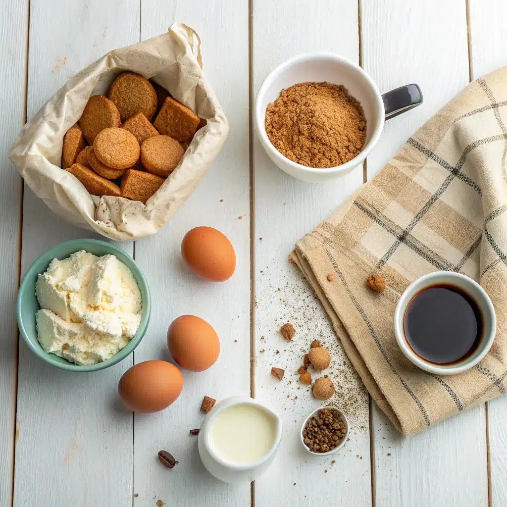 Ingrédients naturels pour recette de tiramisu spéculoos sans sucre ajouté".