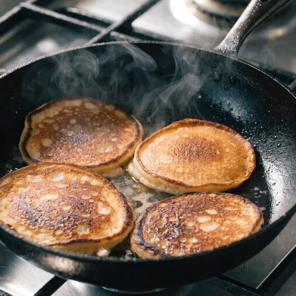 cuisson pancakes sans sucre dans une poêle antiadhésive