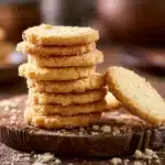 Sablés sans sucre empilés sur assiette en bois